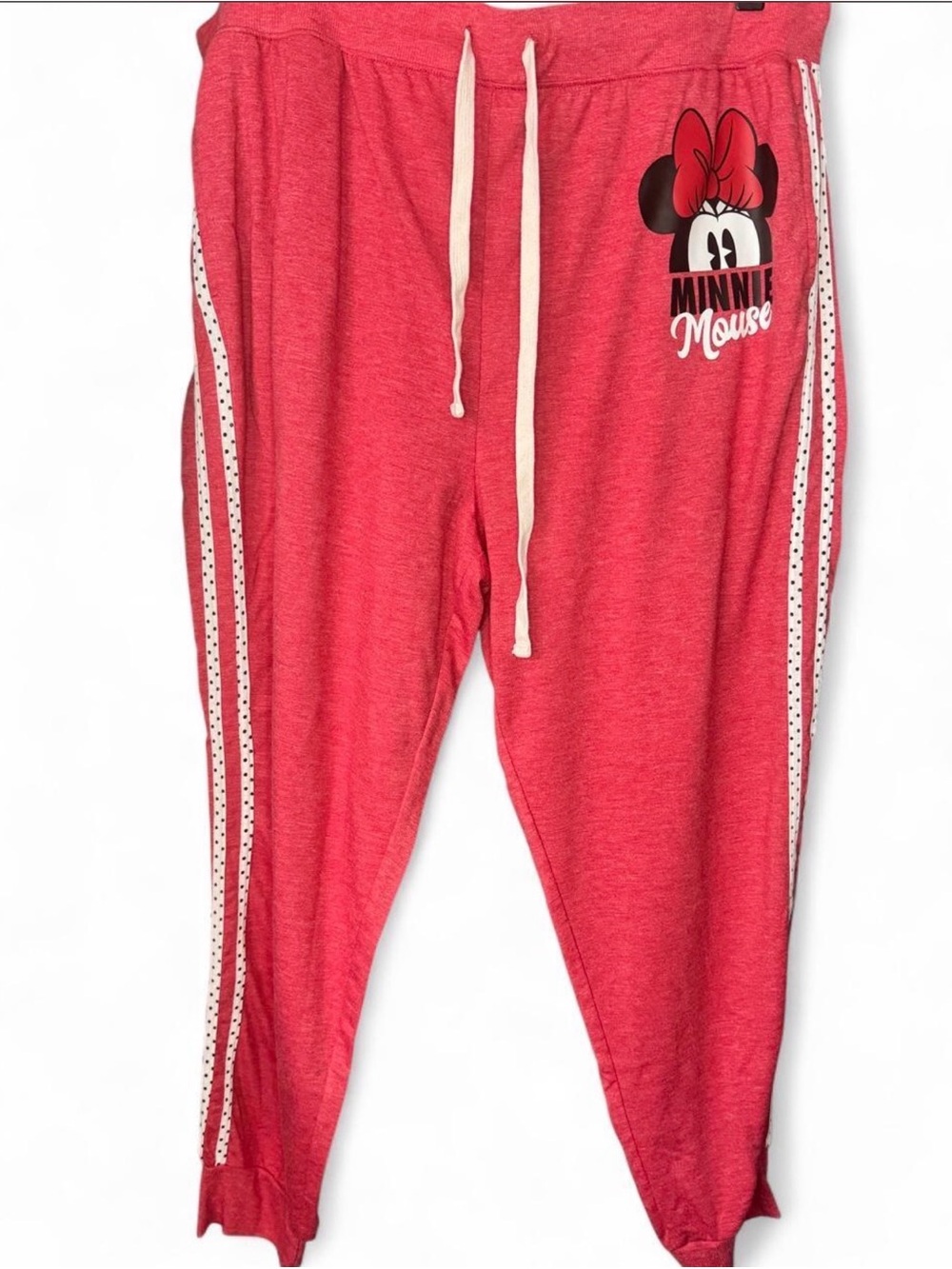 Disney Red Minnie Mouse Straight Leg Jogger Pants with Side Stripes